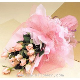 16 Pink Roses Bouquet